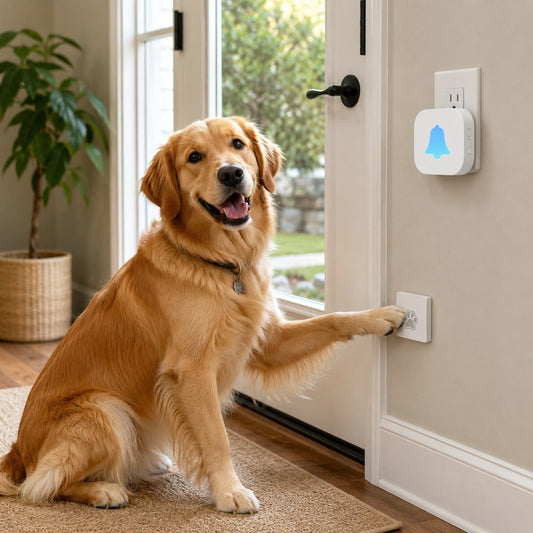 Wireless Dog Doorbell for Potty Training - Self-Powered Paw Button & Plug-In Chime to Help Dogs Ask to Go Outside