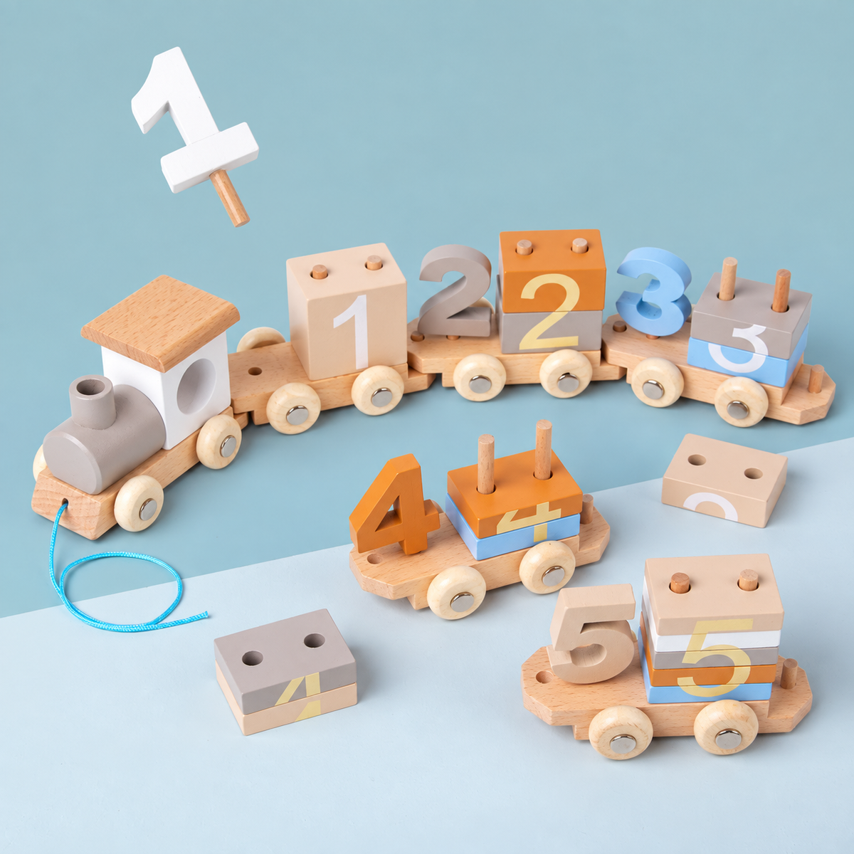Montessori Wooden Number & Color Learning Train Set
