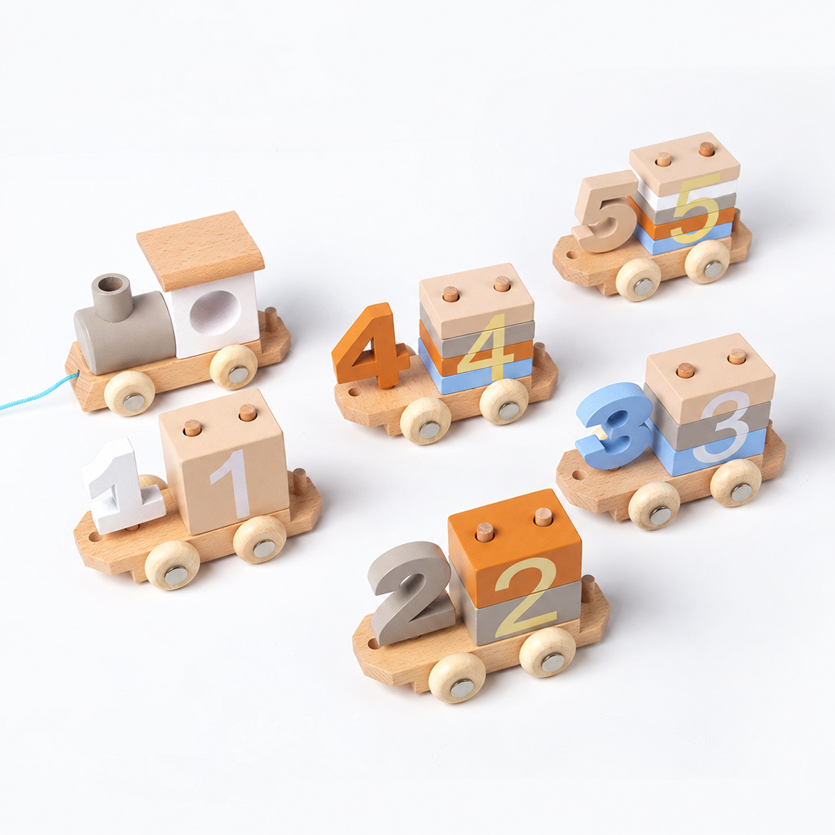 Montessori Wooden Number & Color Learning Train Set