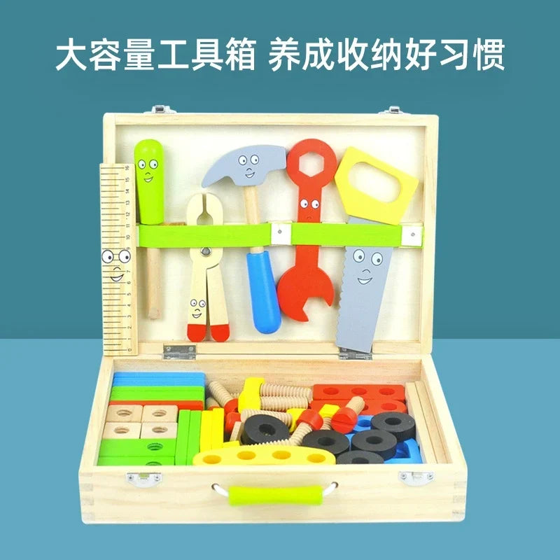 69-piece wooden tool box storage case