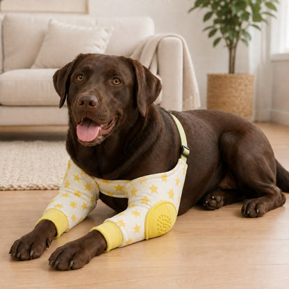 Padded Dog Elbow Protector Sleeves for Hard Floors - Dual Front-Leg Coverage for Pressure & Rubbing