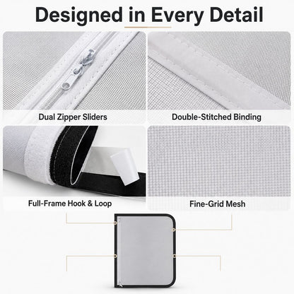 Zippered Pet Mesh Door Barrier for Bedrooms & Home Offices - Helps Keep Cats in Designated Rooms Without Closing the Door