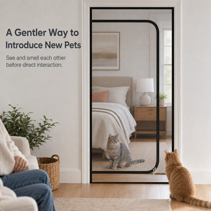 Zippered Pet Mesh Door Barrier for Bedrooms & Home Offices - Helps Keep Cats in Designated Rooms Without Closing the Door