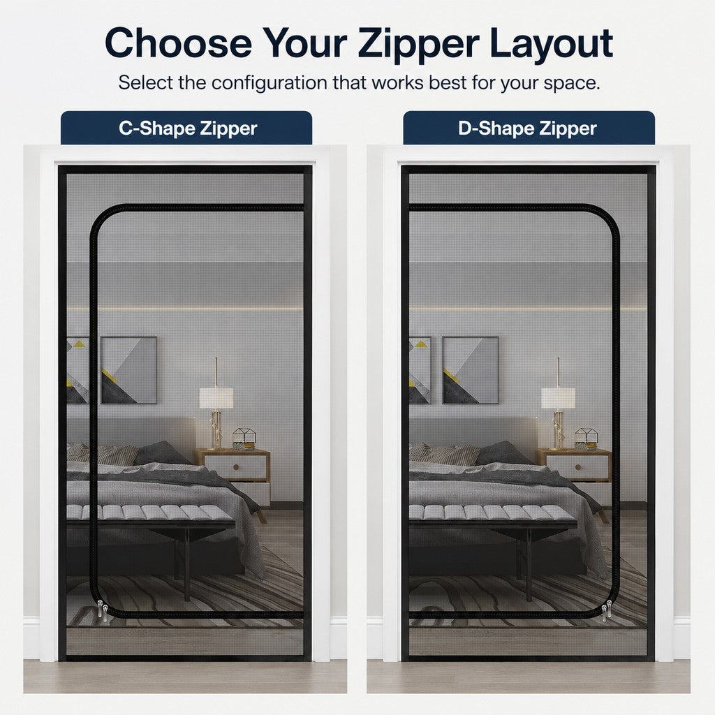 Zippered Pet Mesh Door Barrier for Bedrooms & Home Offices - Helps Keep Cats in Designated Rooms Without Closing the Door