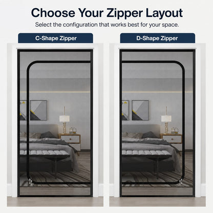 Zippered Pet Mesh Door Barrier for Bedrooms & Home Offices - Helps Keep Cats in Designated Rooms Without Closing the Door
